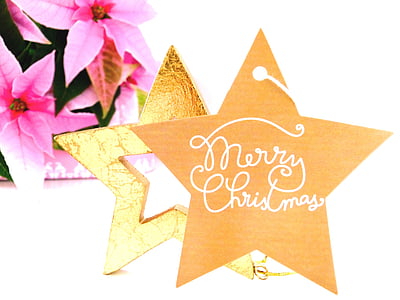 brown and white star table decor with merry Christmas text thumbnail