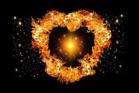 heart-shaped fire burning digital wallpaper thumbnail
