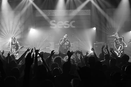 grayscale photo of concert thumbnail