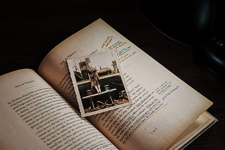 person standing on brown shelf on opened book thumbnail