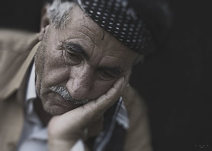 man face palming wearing black and white keffiyeh thumbnail