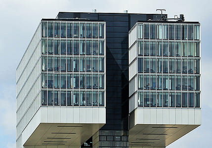 White Glass Window Concrete Separated High Rise Building thumbnail