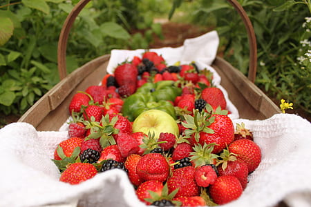 strawberry and cranberry fruits on the basket thumbnail