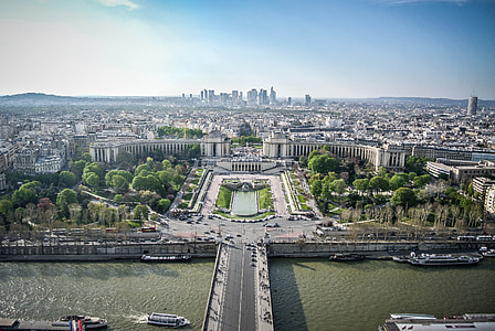 aerial photography of city with river thumbnail