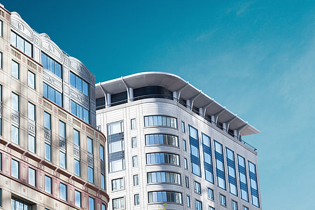 Modern city building architecture with blue sky thumbnail