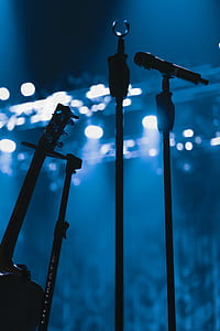microphone, spotlight, guitar, silhouette thumbnail