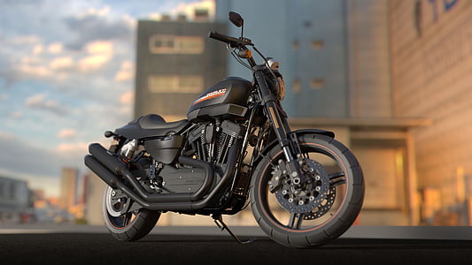selective focus photography of black motorcycle thumbnail