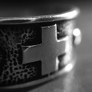 silver-colored cross embossed bracelet thumbnail