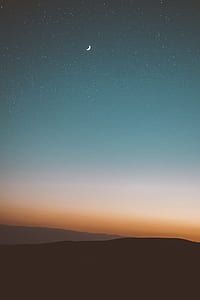 photography of clear sky with crescent moon thumbnail