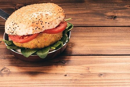 baked burger with tomato and vegetables on bowl thumbnail