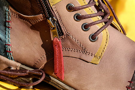 unpaired brown leather side-zip lace-up shoe thumbnail
