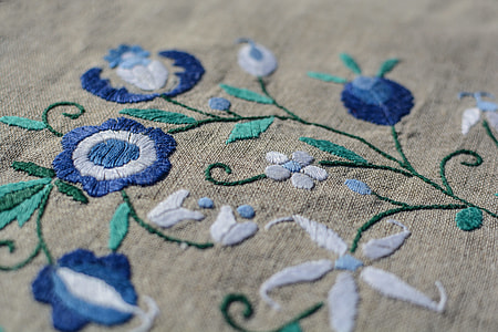 flower, embroidery, linen, thread, craft, textile thumbnail