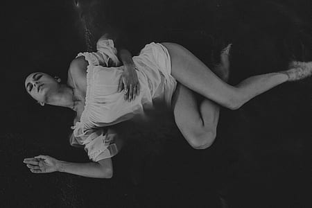 grayscale photography of woman wearing off-shoulder dress thumbnail