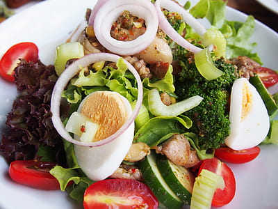 vegetable salad on white plate thumbnail