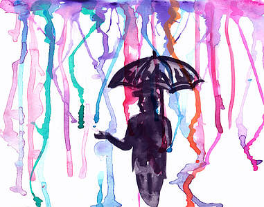 person holding umbrella water color artwork thumbnail