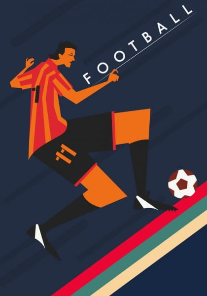 Football Banner Classical Decor Male Player Icon Eps Ai File