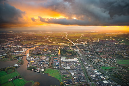 aerial photography city during golden hour thumbnail