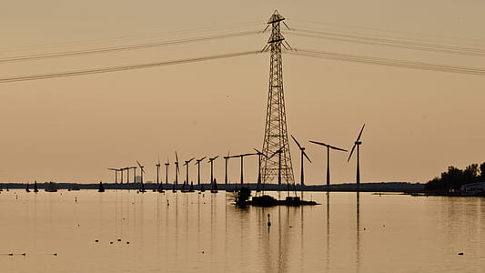 dawn, sky, water, industry thumbnail