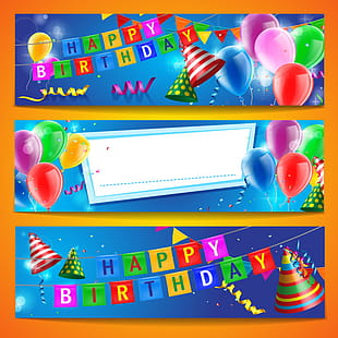 Red Birthday Banners With Balloon Vector Eps File Free Graphics