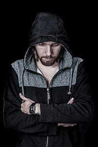 Man in Black Full-zip Hoodie thumbnail