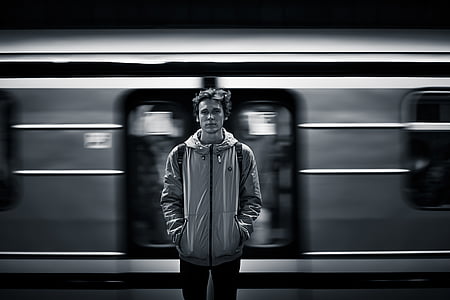 man in grayscale photo thumbnail