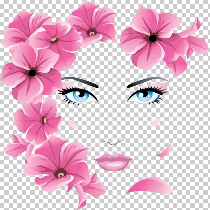 Embroidery & Cross-stitch Embroidery & Cross-stitch A New Look for Needlework: Embroidery and Cross-stitch, Flower girls face, pink petaled flower and person's eyes artwork PNG clipart