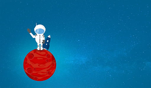 Cartoon Astronaut on Red Planet - With Copyspace thumbnail