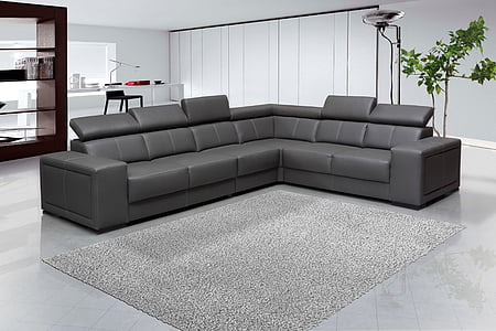 gray leather sectional sofa thumbnail