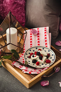 Summer berries with a sweet dessert on a plate in a drawer thumbnail