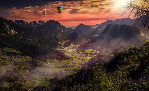 hot air balloons above the mountain thumbnail
