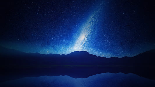 calm body of water galaxy digital wallpaper thumbnail