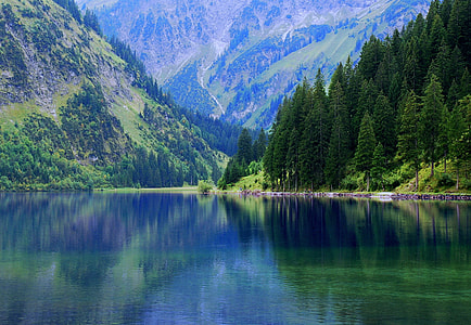 lake surrounded by forest and mountain thumbnail