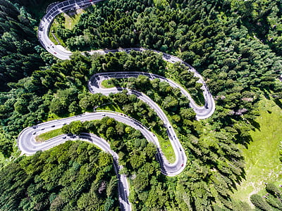 aerial photography of zig zag road thumbnail