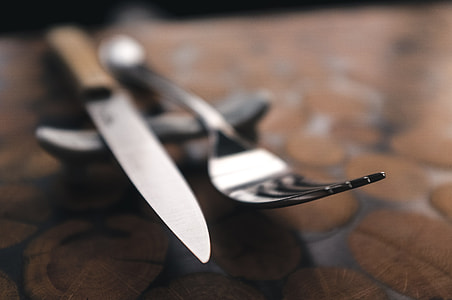 Fork and steak knife close up thumbnail