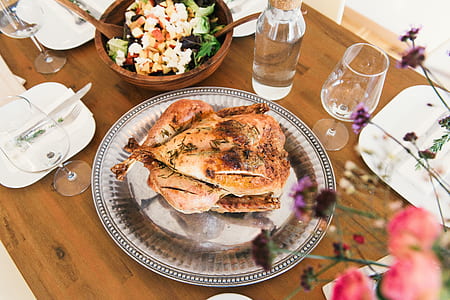 roasted chicken on gray plate thumbnail