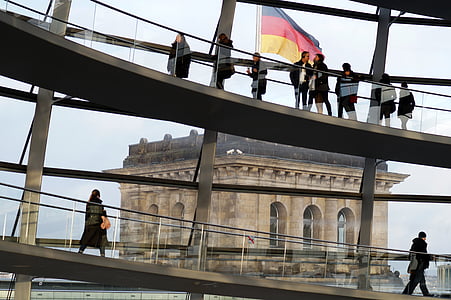 people walking on bridge indoors thumbnail