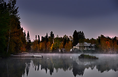 reflecting photo of house on body of water thumbnail