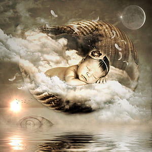 baby sleeping on cloud photo thumbnail