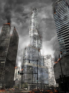 high-rise building at cloudy sky painting thumbnail