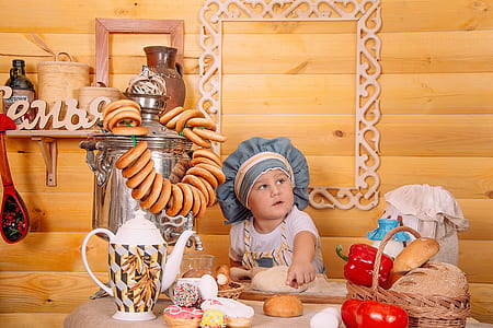 baby boy holding dough thumbnail