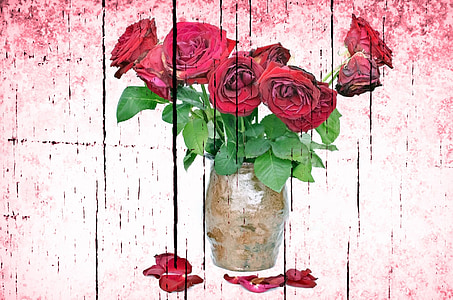 red flowers in vase painting thumbnail