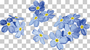 Euclidean Painting Flower Blue, Hand-painted blue flowers, blue and teal petaled flowers PNG clipart