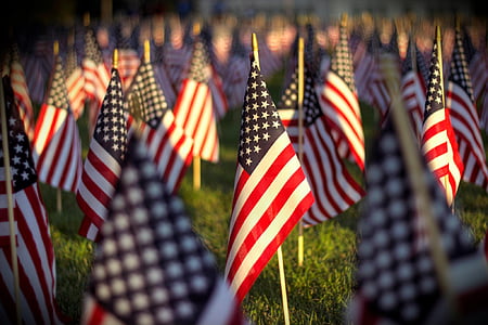 U.S.A. flag on grass field thumbnail