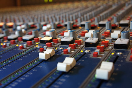 macroshot photo of blue music mixer thumbnail