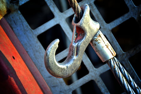 gray crane hook on steel cable thumbnail
