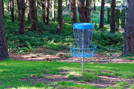 blue metal cage near trees thumbnail