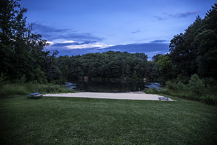 Blue Skies over Beach and lake at Stewart Lake County Park thumbnail