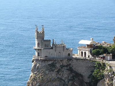 white castle on cliff near the sea thumbnail
