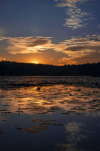Scenic View Of Lake During Sunset thumbnail