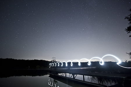 time lapse photo of swirl light at night time thumbnail